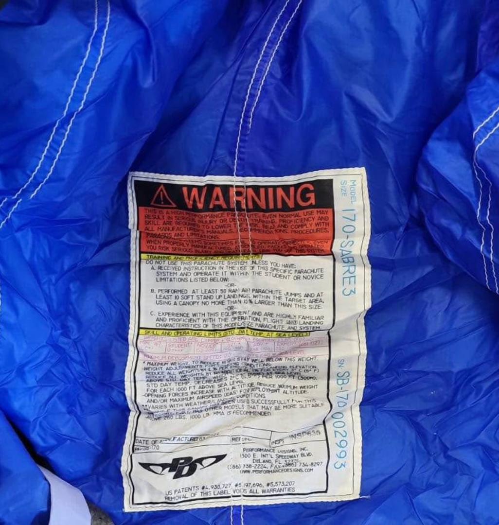 Used sabre 3 170 main canopy Dom 2022 - Image 3