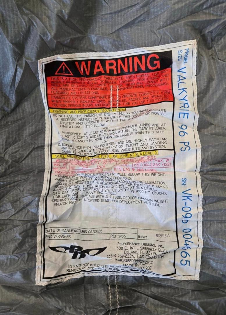 Used Valkyrie 96 Hybrid Main Canopy 2025 - Image 4